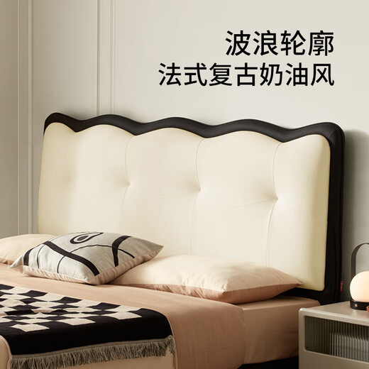 顾家家居（KUKA）法式布床双人床卧室薄床头小户型仙女床B653 白1.5+M0081+7836G*2