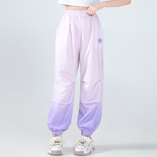 NICKYBABY girls mosquito-repellent pants summer thin children's ice silk sports pants quick-drying pants summer 2025 new big children's trousers 18209 gradient purple + 9889 white [set] 140 cm