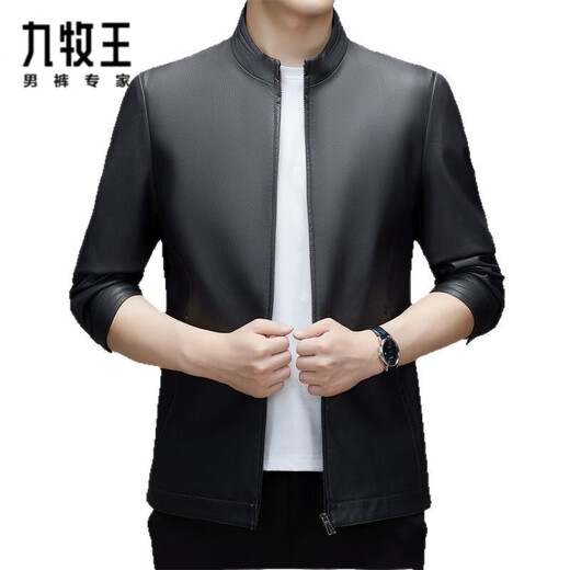 九牧王2025秋冬款皮衣男士立领海宁皮夹克中年爸爸装休闲短款皮外套男 蓝色N2339 S 165