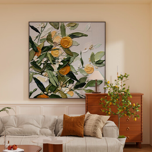 FACAI Persimmon Ruyi meaning good art retro light luxury living room entrance decorative painting medieval style background wall square hanging painting