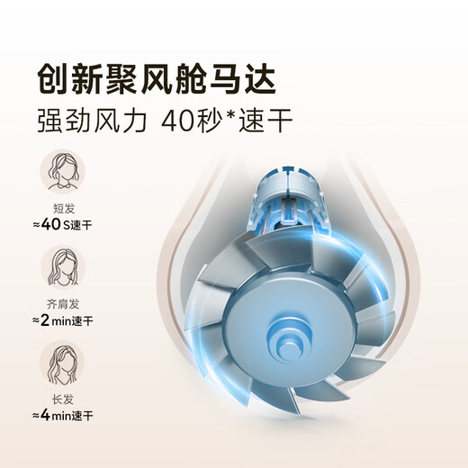 Zhuimi G10 high-speed hair dryer household hair dryer high-power quick-drying hair dryer negative ion high wind low noise gift leafless hair dryer gray AHD11B