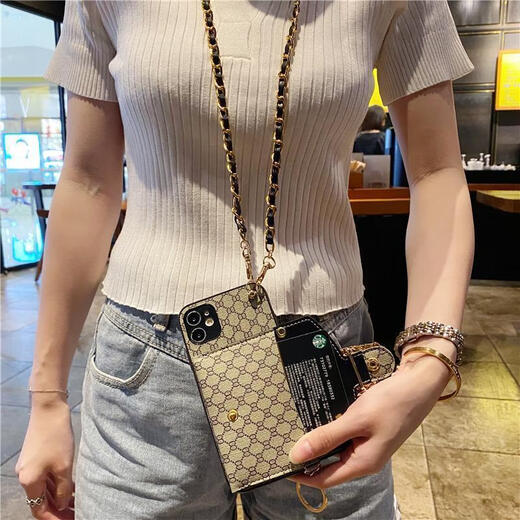 
Tongrubi trendy brand wallet Apple 14 mobile phone case 13promax chain 12Promax crossbody 11 women xs67/8plus luxury khaki Baccarat card bag chain portable Apple 13