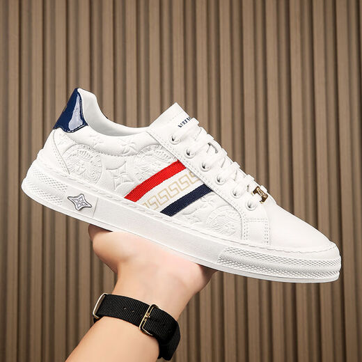 VERSACE JEANS COURTURE Fan Jia F Sizhe genuine leather casual lace-up high-end board shoes low top business high-end sports versatile breathable and odor-proof M9922 white and green single layer 39