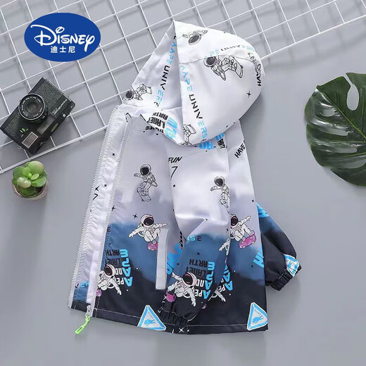 Disney Children's Jackets Spring and Autumn Boys' Windbreakers Baby Boys' Charge Jackets Autumn Boys 2024 New Children's Autumn Clothes Light Blue Astronaut Windbreaker 130