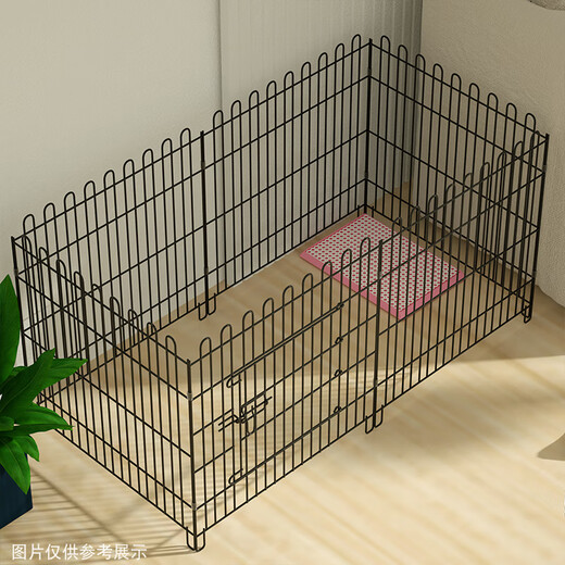 Dog Fence Dog Cage Indoor Home Folding Pet Fence Chicken Cage Teddy Dog Cage Metal Pet Fence Cage Black 80x90# (6 pieces) Fence (with suction cup straps + cotton nest)