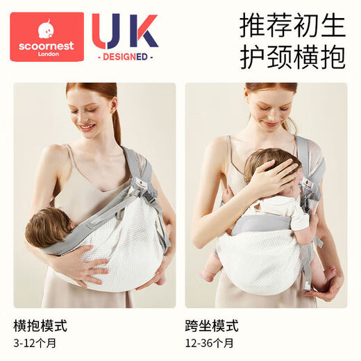 科巢（scoornest）抱娃神器解放双手新生婴儿背带外出前抱式背娃宝宝婴幼儿横抱 【 【透气款-适用3-36月】贝斯蓝