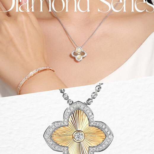 Gemminer Multi-Purpose Polaris 18K Gold Diamond Double-sided Pendant Temperament Multi-purpose Jewelry 18K Gold Two-tone Diamond Pendant (chain not included)