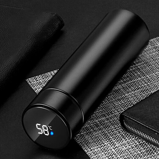 Home Easy Smart Temperature Display Thermos Cup 304 Stainless Steel Office Men and Women Large Capacity Business Tea and Water Separating Water Cup Black