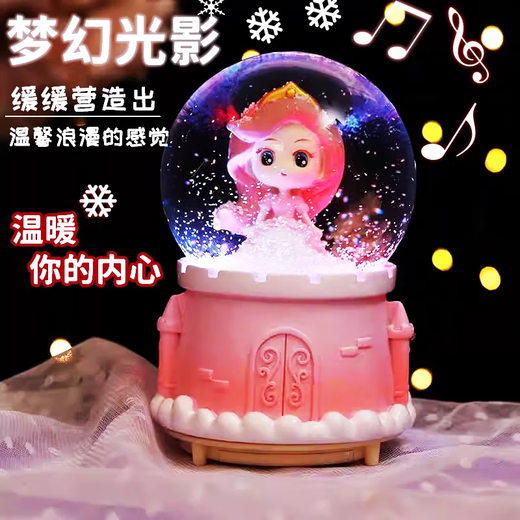 Yuanzhou Green Children’s Day Music Box Crystal Ball Music Box Girls Spielzeug Little Girls Geburtstagsgeschenke 7-14 Jahre Automatisch Schnee schweben mehrere Musik bunte Lichter 3-14 Jahre
