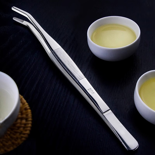 Mumer tea clip, tea tweezers, copper tea clip, non-slip cup clip, Kung Fu tea set accessories, stainless steel tea cup clip, tea tweezers, stainless steel titanium curved tea clip with teeth