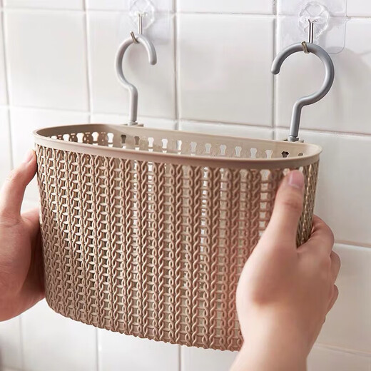 Yushe dirty socks storage hanging basket bathroom clothes artifact dirty socks clip storage basket wall-mounted balcony drying medium light coffee
