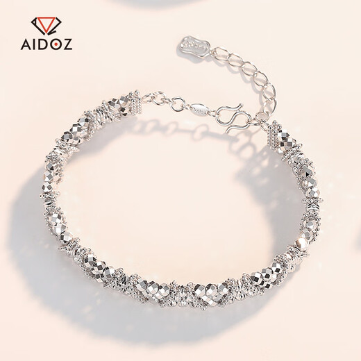 Aido diamond explosive platinum bead bracelet for women pt950 platinum elastic laser bead bracelet weighing 28.55 grams