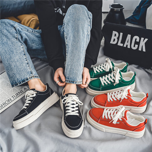 Xiao Xueling Canvas-Schuhe für Männer 2024 Sommer Neue Low-Top-Männerschuhe Paar koreanische vielseitige weiße Schuhe Männer lässige Schuhe Männer schwarz 42 (260 mm)