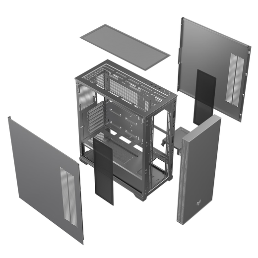 GALAXY Metal Master E210 Desktop-Computergehäuse (zwei Seitenteile aus Eisen/TYP-C/kompatibel mit E-ATX/unterstützt 360-Grad-Wasserkühlung/11 Lüfterpositionen/Farbe: Schlachtschiffgrau)