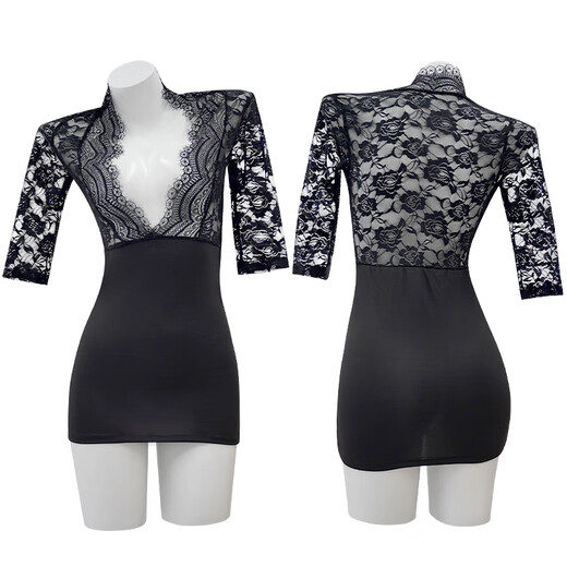Ji yu/sexy spitzen hip set reine sexy sekretärische set tiefe v Versuchung Perspektive 9738 Schwarz 9738 All Size