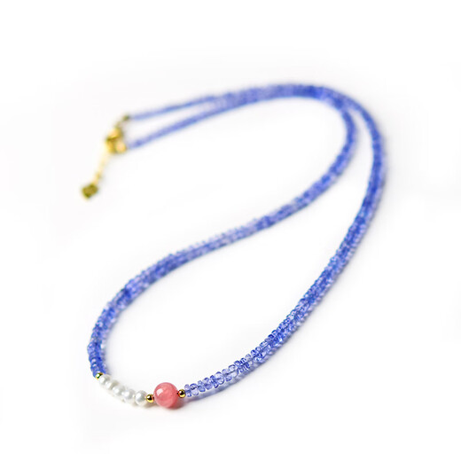 Junpo Tanzanite Necklace Blue Purple Gem Bead Bracelet Couple Crystal Bracelet Bare Stone Pendant Clavicle Chain Necklace Necklace Bead Diameter About 3mm - Chain Length About 40+3