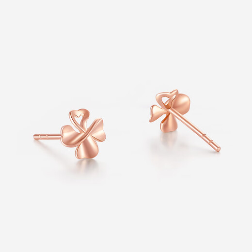 Saturday Fortune (ZLF) 18K gold earrings rose gold four-leaf clover gold earrings girlfriend ready stock
