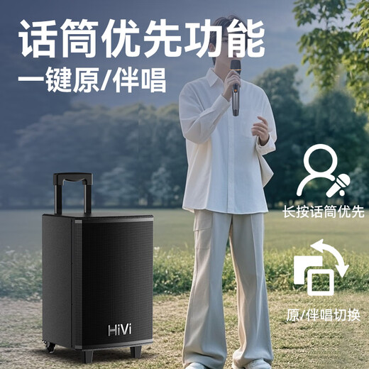 惠威（HiVi）户外广场舞K歌音响 12吋唱歌大功率拉杆移动音箱 麦克风功放一体机乐器演出低音炮双麦蓝牙 MA12