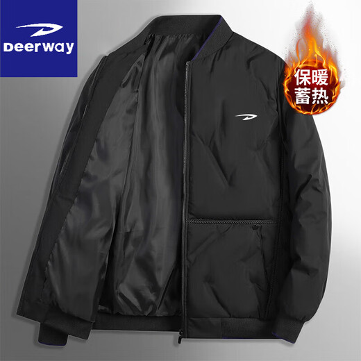 德尔惠棉衣男冬季棉服男装棒球领中青年潮流防风保暖休闲宽松情侣面包服 LG-A347-9898黑色 XL -(120斤-140斤)