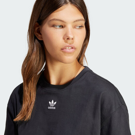 阿迪达斯（adidas）Adidas阿迪达斯三叶草女装2024秋季新款运动休闲短袖T恤IR5976 黑色|IT9887 XL