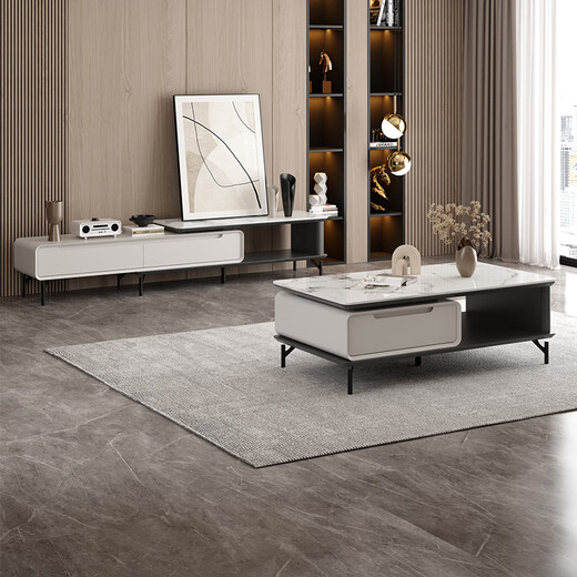 Gujia Home Modern Simple Slate Coffee Table Small Apartment High-Level Coffee Table Storage Furniture Coffee Table Stretch TV Cabinet DS7176 Coffee Table