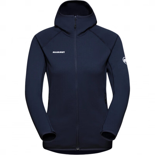 Mammoth (Mammut) Solid Color Logo Print Kapuzenzipper Langarmjacke für Frauen schwarz xs