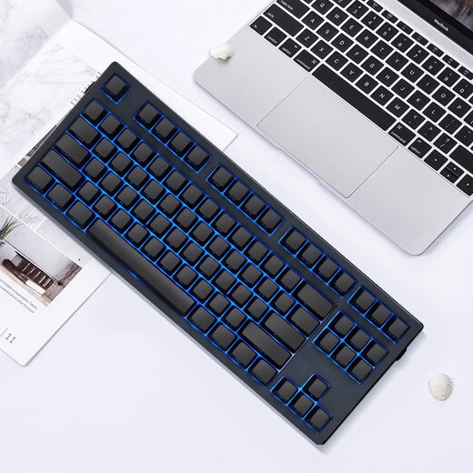 腹灵mk870pro黑莓侧刻机械键盘蓝牙有线无线客制化电脑游戏静音办公 【单模】黑曜石Pro+纯黑侧刻 青轴 87键