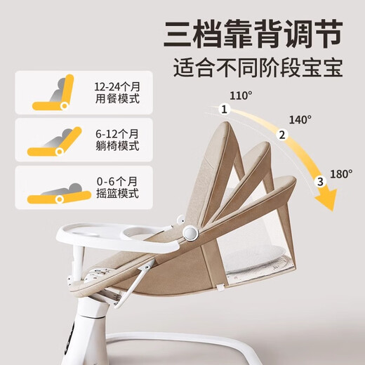 
Merebel Merebel baby rocking chair baby coaxing artifact baby electric cradle bed recliner coaxing newborn soothing chair flagship apricot [electric rocking bed + universal wheel + push rod] 67*21*68