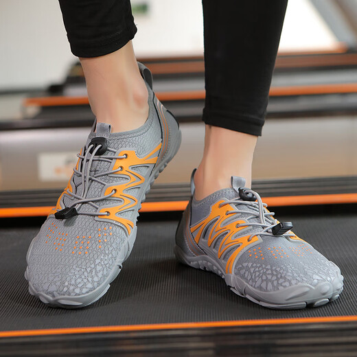 Ruizhilang fitness special shoes for men, indoor skipping shoes training, barefoot soft sole gym sneakers, squat yoga couple shoes, people Y616 gray (standard sports code) 39