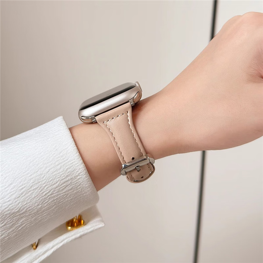 Xingying Wine Red Small Taist S10 Huaqiangbei S9 STRAP ULTRA2 mince en cuir authentique adapté à Iwatchs8 / S9 Apple en cuir fin milk Couleur Apple Iwatch Nouveau S841mm