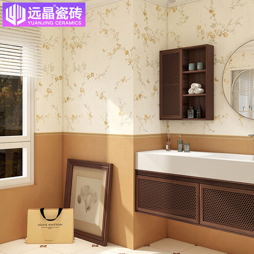 Yuanjing 600x1200 Matte Tallado de taller fino conejo Estampado azulejos de cerámica estampada de estilo de crema retro francesa y baldosas de pared de baño H12605 mate de porcelana completa (mixta) 600x1200