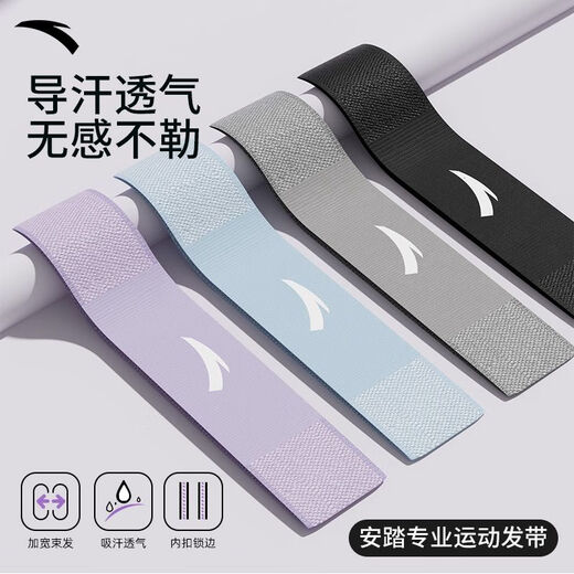 安踏（ANTA）运动头带吸汗发带导汗止汗带夏季外戴头巾束发带头戴导汗抹额汗带 【全新升级】轻薄透气-靛黑 【均码】