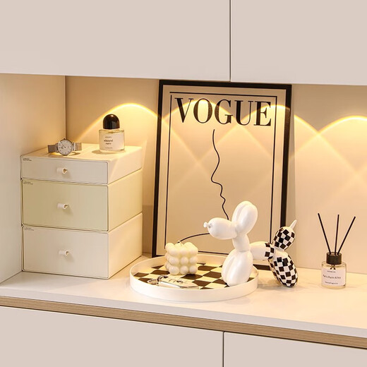 Yunya Cream Style Eingang Eingang Eingangseingang Ornament Maske Aufbewahrungsboxschublade Schuhschrank Key Lager Rack Home Dekoration Geschenkballon Hund Sechs-Stück-Set (ohne dekoratives Gemälde)