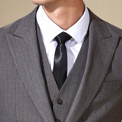 Antonio yarn-dyed fine-grained suit three-piece men's business professional formal groom's wedding dress suit gray 48 (175/92A)