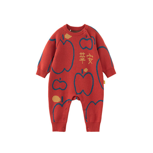 Papa crawling autumn and winter clothing baby sweater jumpsuit for men and women baby knitted crawling clothing New Year's outing warm pure cotton green 80cm