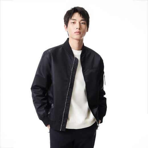 JACK&JONES 25 Years Men's Autumn Jacket Men's Baseball Collar Loose Casual Heavy Embroidered Jacket Jacket Bomber Jacket Black E41 M (175)