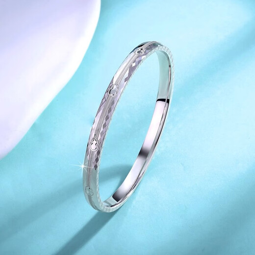 Yuan Shengfu's new PT950 high-quality fixed mouth gourd platinum bracelet, women's fashionable platinum bracelet, 15.30g, ring 58mm