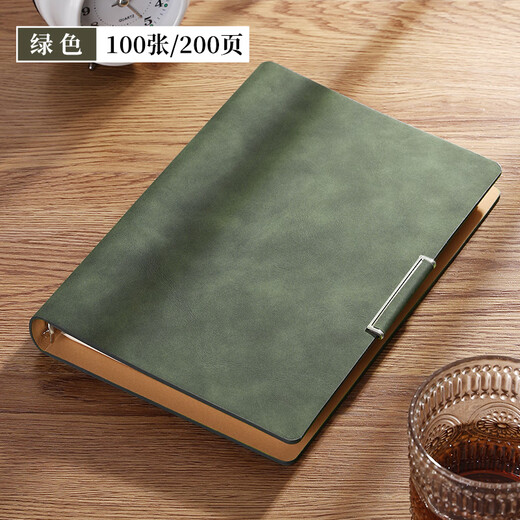 Barra de oveja retro piel Libro de hoja suelta Personalizado 2025 Nuevo cuaderno se puede separar la superficie de cuero de estudiante de estudiante universitario se puede almacenar una conferencia de trabajo engrosado de la conferencia de notas personalizadas 12033-pen inserto-a5 verde claro