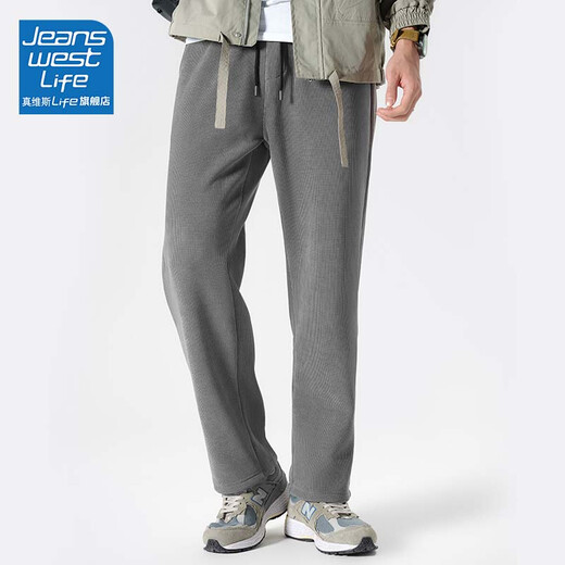 JEANSWEST LIFE JEANSWEST American casual pants for men in autumn and winter plus velvet and thickened chenille trendy trousers for men straight pants