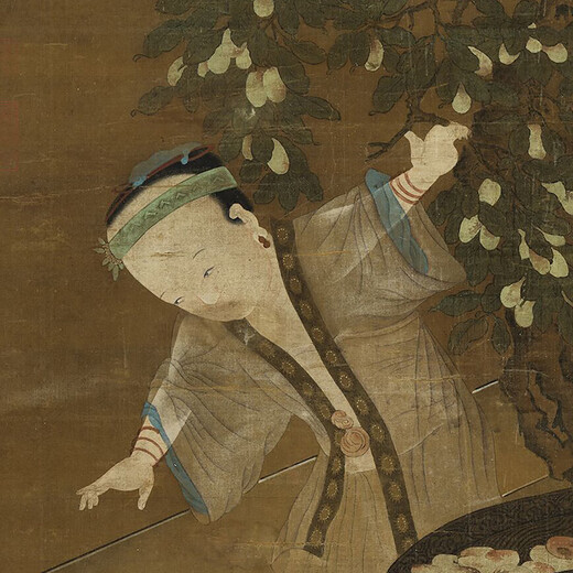 Song pu Zao Bilder Infant Play Bilder alte Gemälde berühmte Gemälde kopieren antike Gemälde Dekorative Gemälde hängen Gemälde Song Bo alte Gemälde 11143 40x52 cm (Größe des Gemäldes Herz) montiert milchig weiß weiß (Reispapier Material