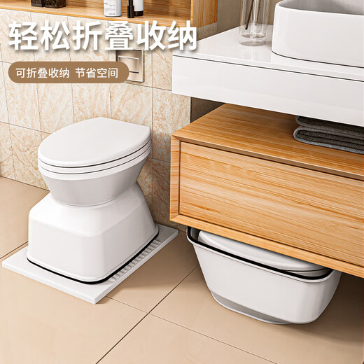 老人坐便椅家用孕产妇坐便器简易蹲便改坐厕便携式尿壶可移动马桶 新款仿真纯白加强防滑房间用