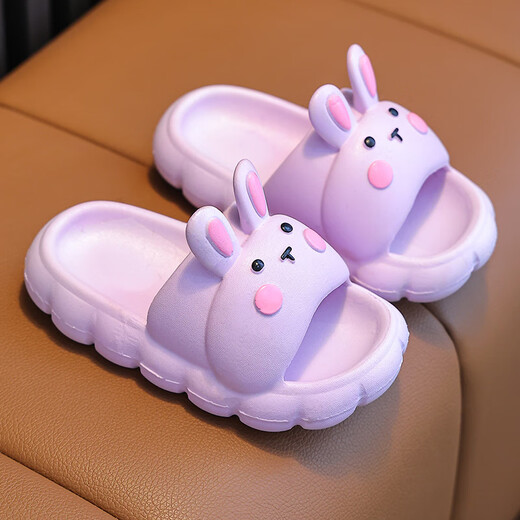G.duck little yellow duck slippers for small and medium-sized children in summer, super cute rabbit cartoon, indoor and outdoor girls bathing, non-slip and cool when stepping on poop, pink 22-23 sizes/inner length 15cm
