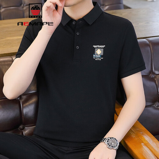 AEMAPE男士短袖polo衫夏季2024新款珠地棉翻领半袖T恤青年休闲潮流上衣 9227白色 M (90~105斤)