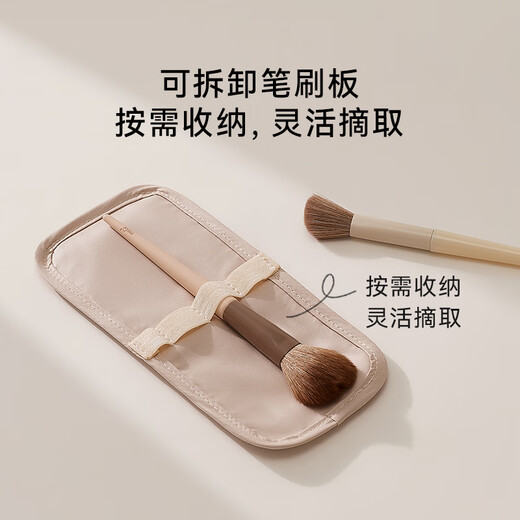 EACHY cosmetic storage bag large capacity zoned makeup bag for women 2025 new portable waterproof makeup bag - wood peach powder