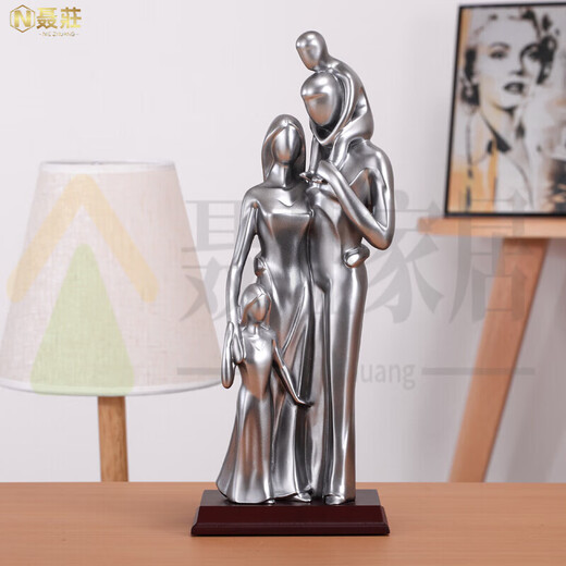 Familia de cuatro adornos de Yilian Familia de tres cumpleaños embarazadas de la esposa de la mujer del marido Aniversario de la boda Día del maestro *15935 Silver + Proporcionar grabado + niño