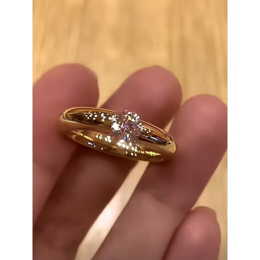 QUAMER gold store simple and beautiful moissanite ring for women plated with 18K gold, extremely bright and empty, solitaire diamond ring for women - Mei No. 7 closed mouth