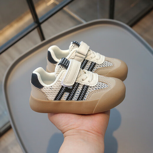 Terranis' same-quality children's breathable double mesh shoes, moral training shoes, baby shoes, autumn all-match sports shoes, running shoes, small black, soft double mesh, size 21/inner length 13.5cm