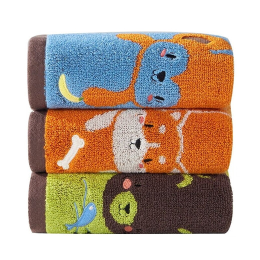 Jieyu Vosges children's absorbent cartoon cotton small towel face towel with lanyard type A blue one 50x25cm