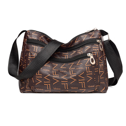 
PSVORT new versatile and atmospheric middle-aged women's bag mother bag multi-layer soft leather one-shoulder crossbody bag mother-in-law bag crossbody bag big flower