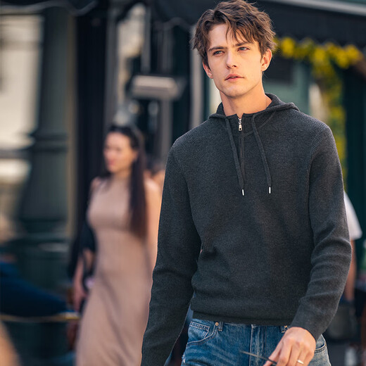 Mr. Bu Bu Silhouette Semi-Zipper Sweater para hombres en primavera y otoño. Séter de color sólido que reduce la edad KT15781 Galaxy Grey XL (180)